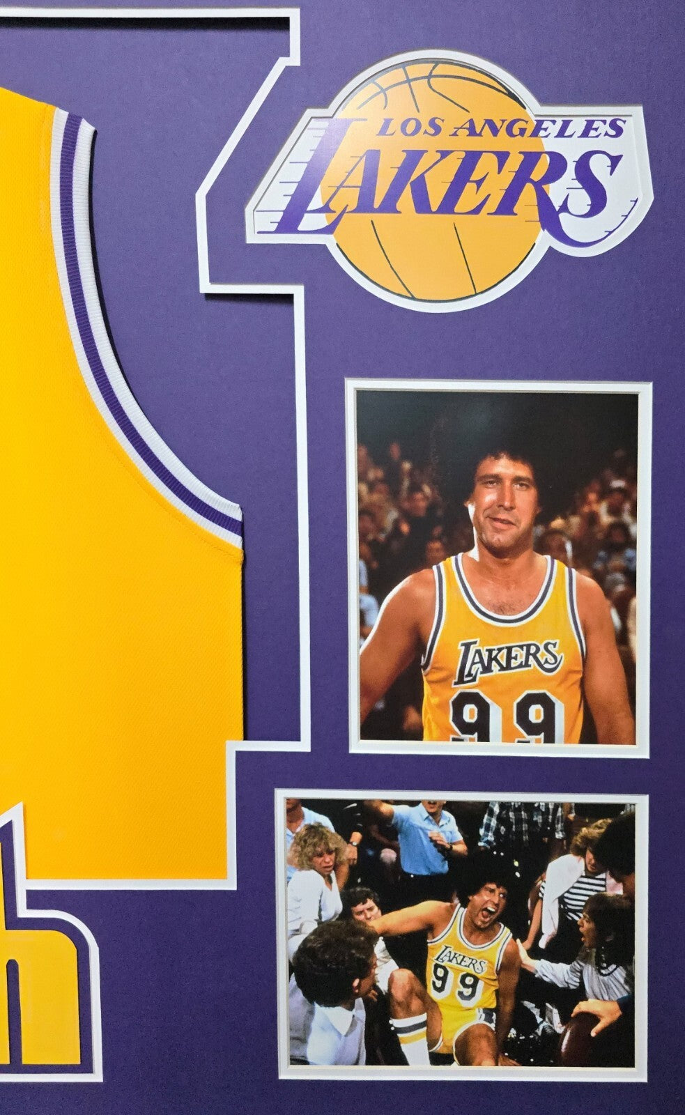 Framed Los Angeles Lakers Fletch Chevy Chase Signed Jersey Beckett Coa
