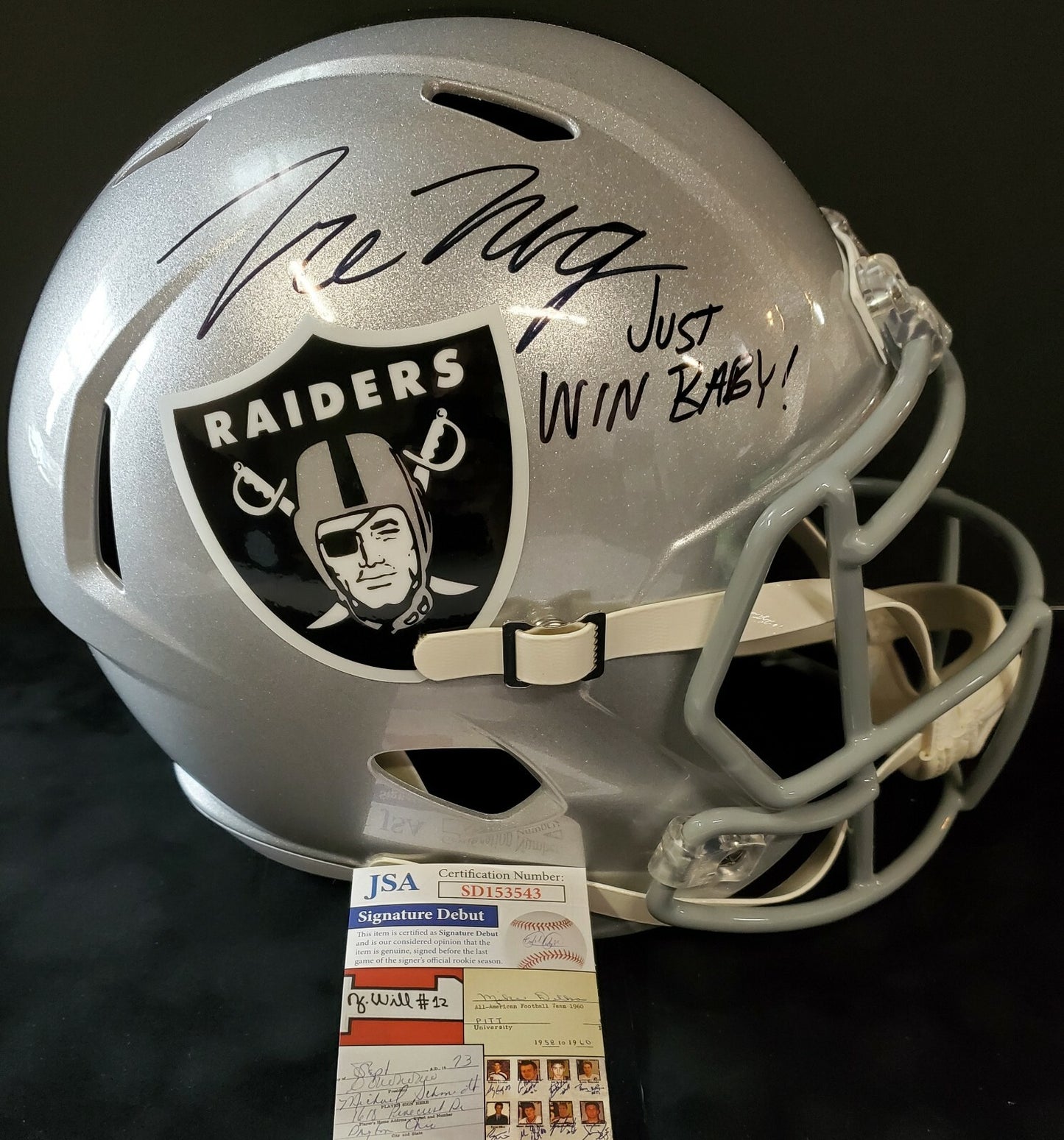 Las Vegas Raiders Tre'von Moehrig Autographed Inscribed Full Size Helmet Jsa Coa