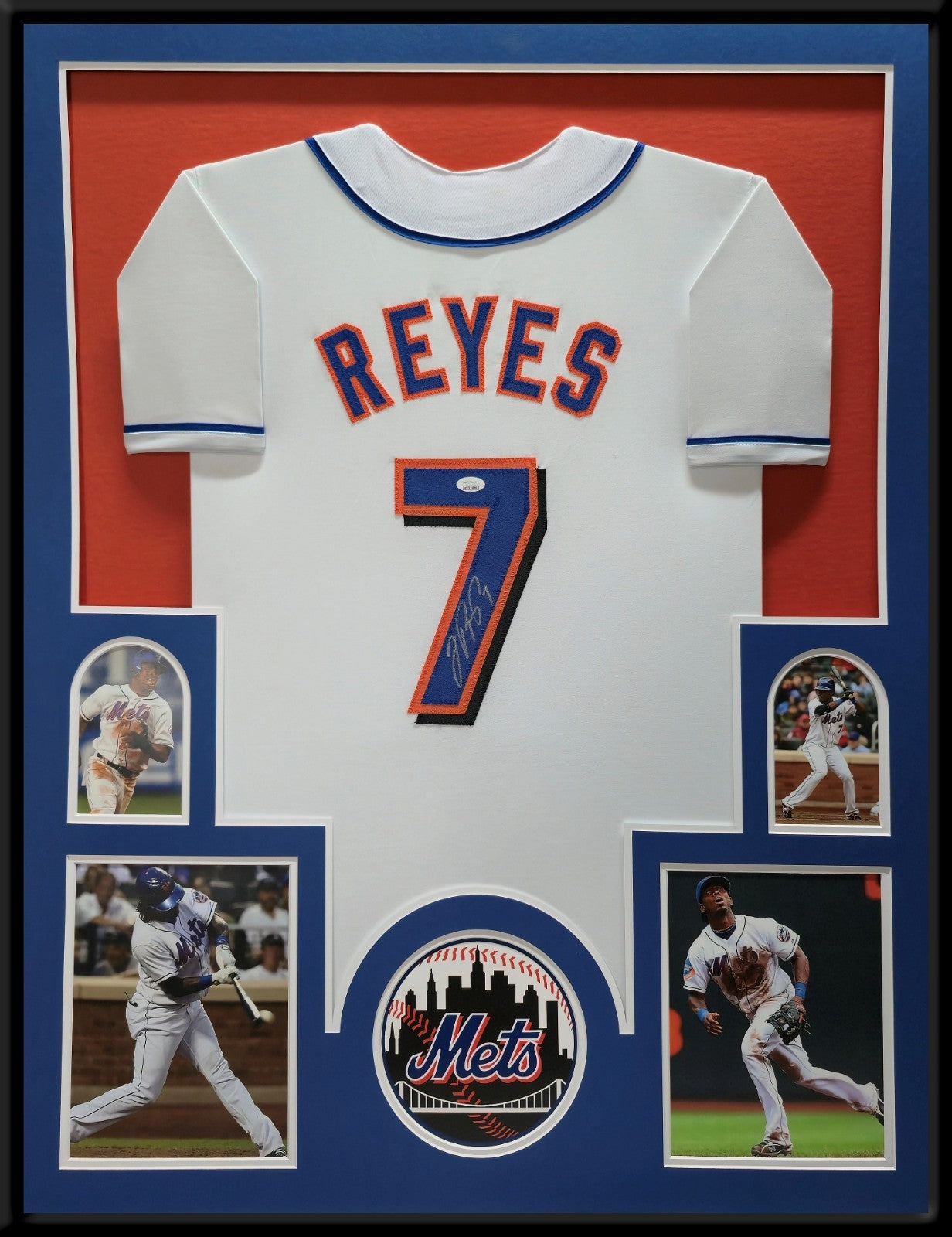 Framed New York Mets Jose Reyes Autographed Signed Jersey Jsa Coa