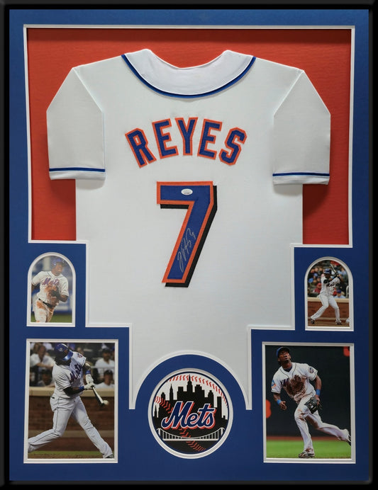 Framed New York Mets Jose Reyes Autographed Signed Jersey Jsa Coa