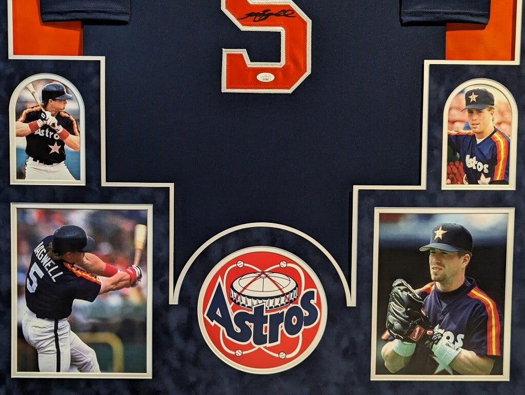 Suede Framed Houston Astros Jeff Bagwell Autographed Signed Jersey Jsa Coa