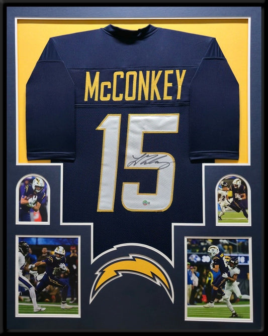 Framed Los Angeles Chargers Ladd Mcconkey Autographed Signed Jersey Beckett Holo