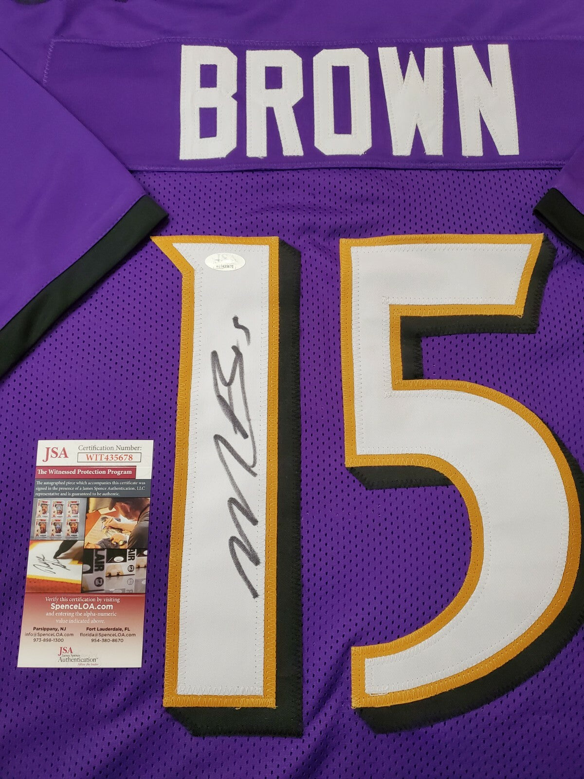 Baltimore Ravens Marquise Brown Autographed Signed Jersey Jsa  Coa