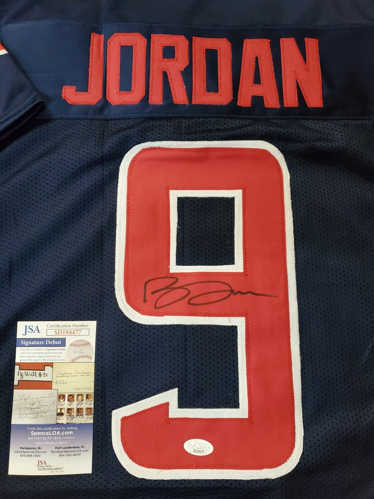 Houston Texans Brevin Jordan Autographed Signed Jersey Jsa  Coa