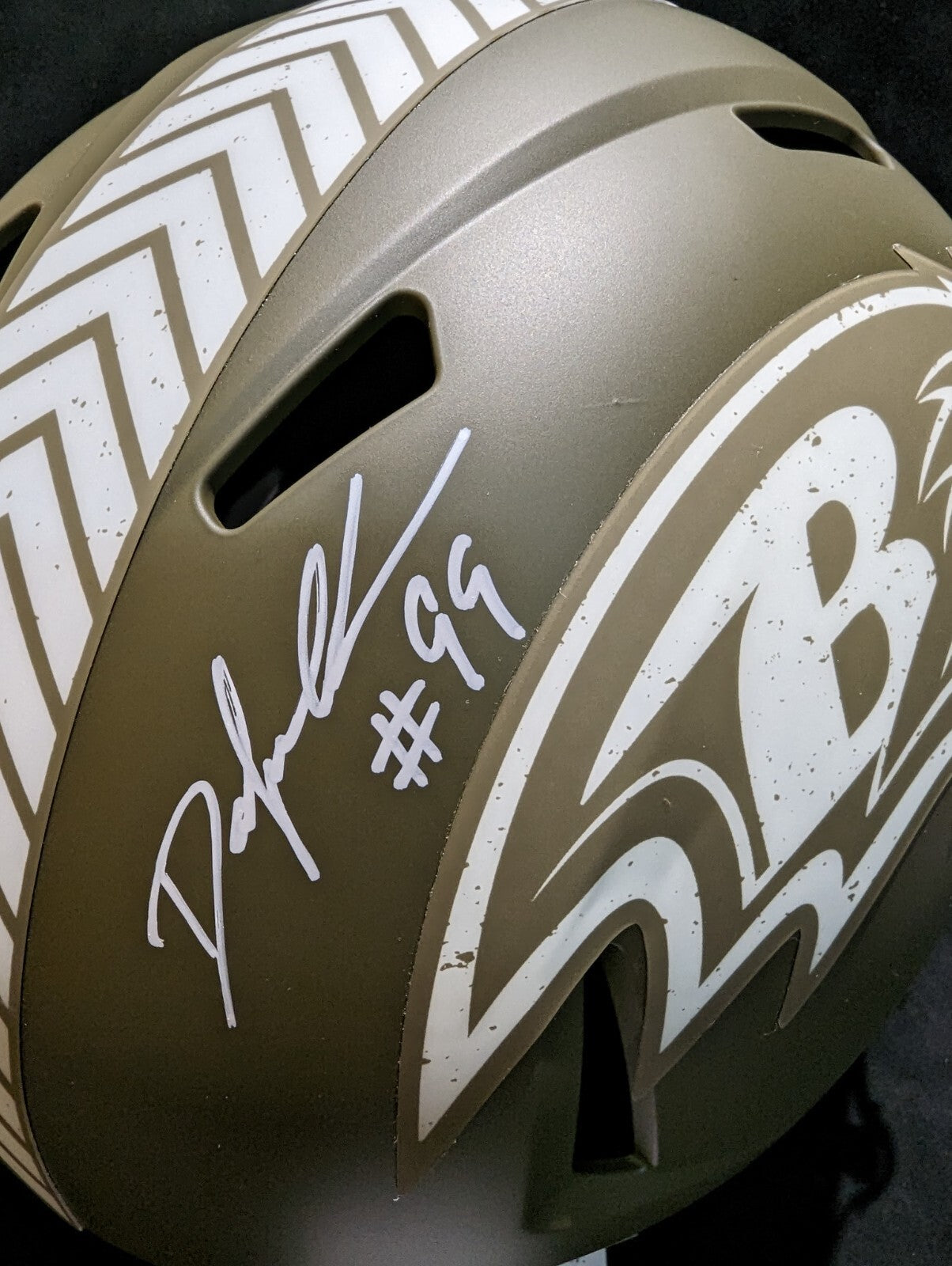 Baltimore Ravens Odafe Oweh Signed Full Size Salute Replica Helmet Jsa Coa