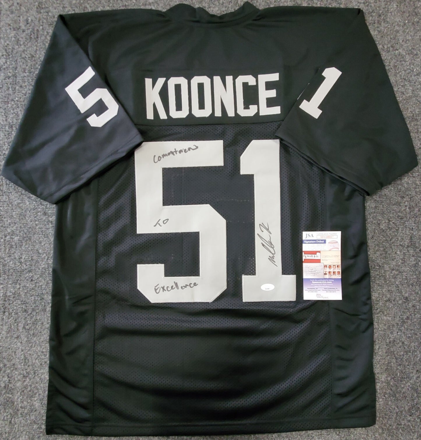 Las Vegas Raiders Malcolm Koonce Autographed Inscribed Jersey Jsa Coa