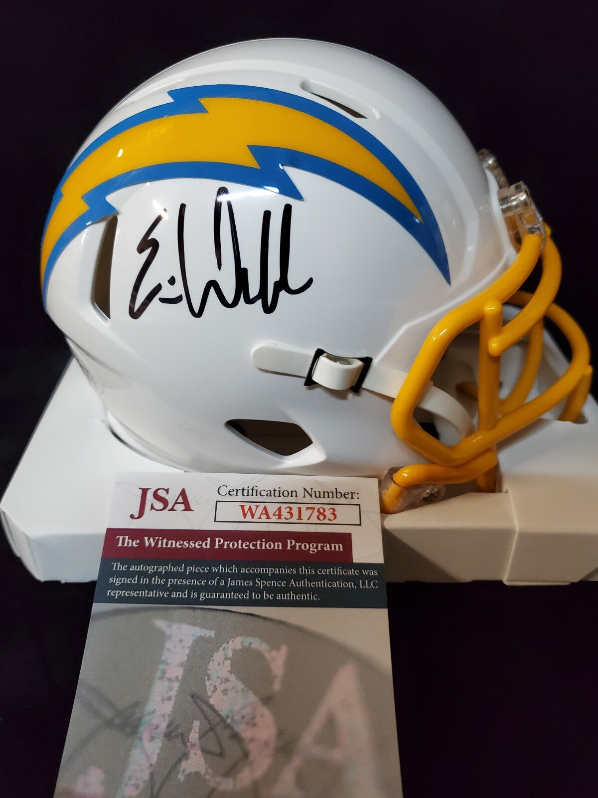 San Diego Chargers Eric Weddle Signed Speed Mini Helmet Jsa Coa