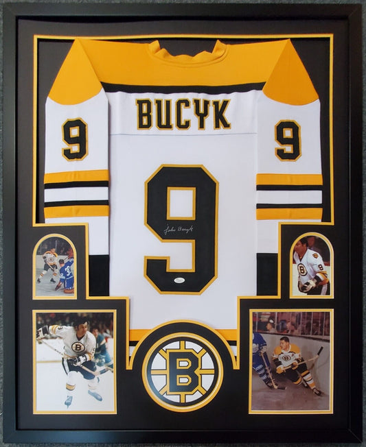MVP Authentics Framed Boston Bruins Johnny Bucyk Autographed Signed Jersey Jsa Coa 360 sports jersey framing , jersey framing