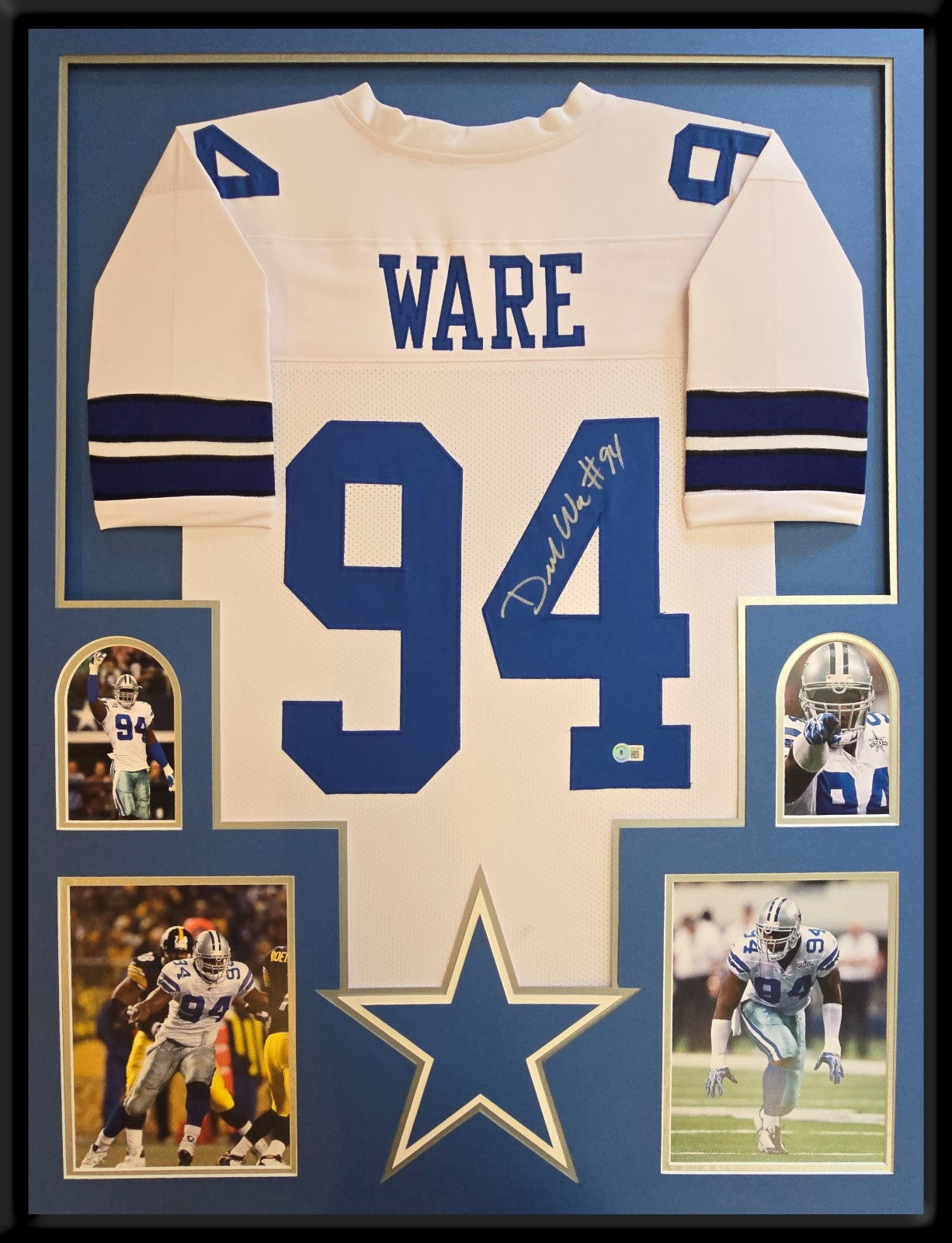 Framed Dallas Cowboys Demarcus Ware Autographed Signed Jersey Beckett Holo
