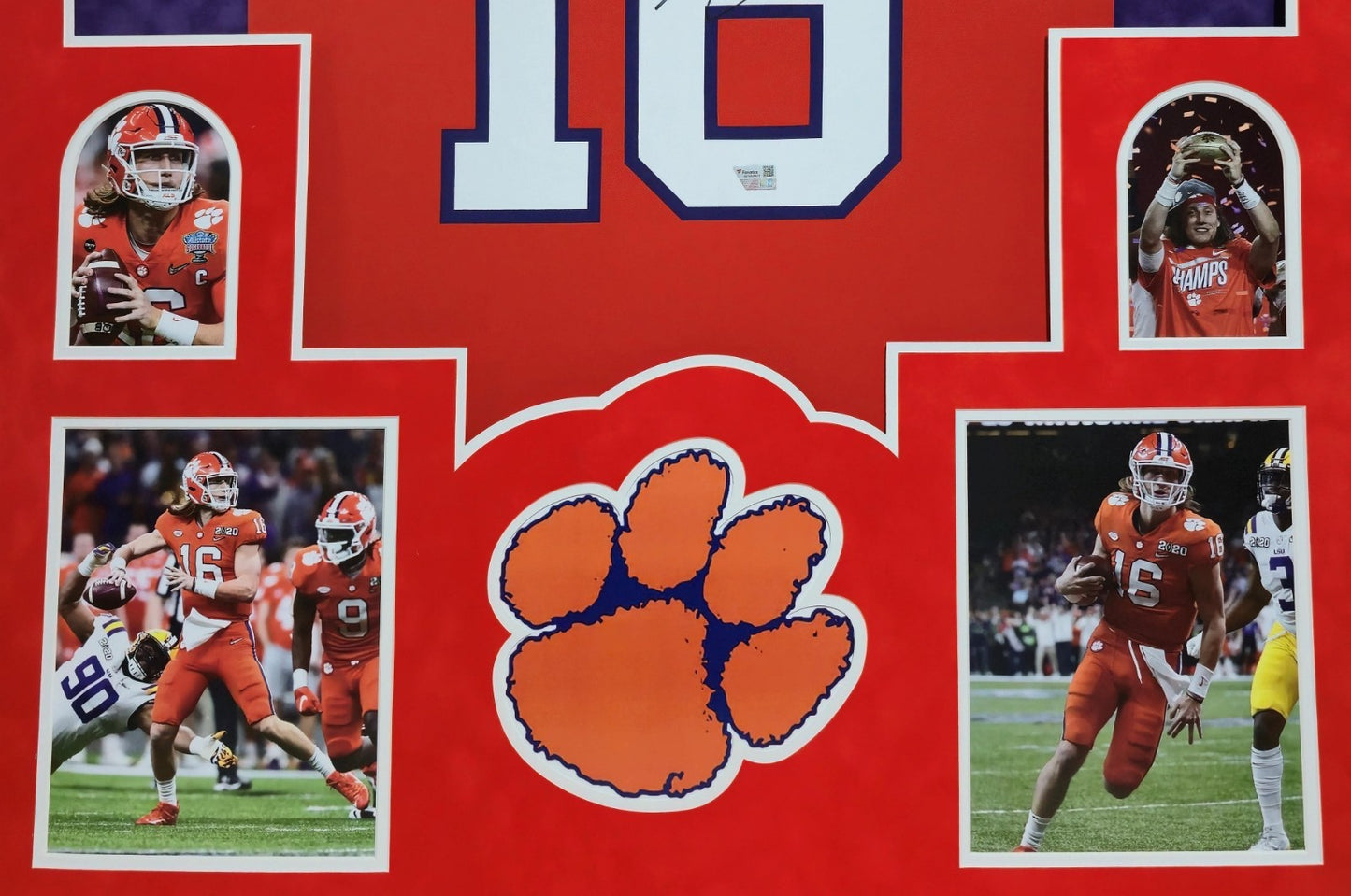 Suede Framed Clemson Tigers Trevor Lawrence Autographed  Jersey Fanatics Holo