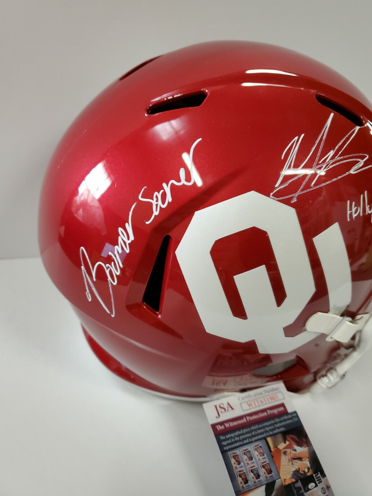 Marquise Brown Autographed Inscribed Oklahoma Sooners Full Sz Rep Helmet Jsa Coa