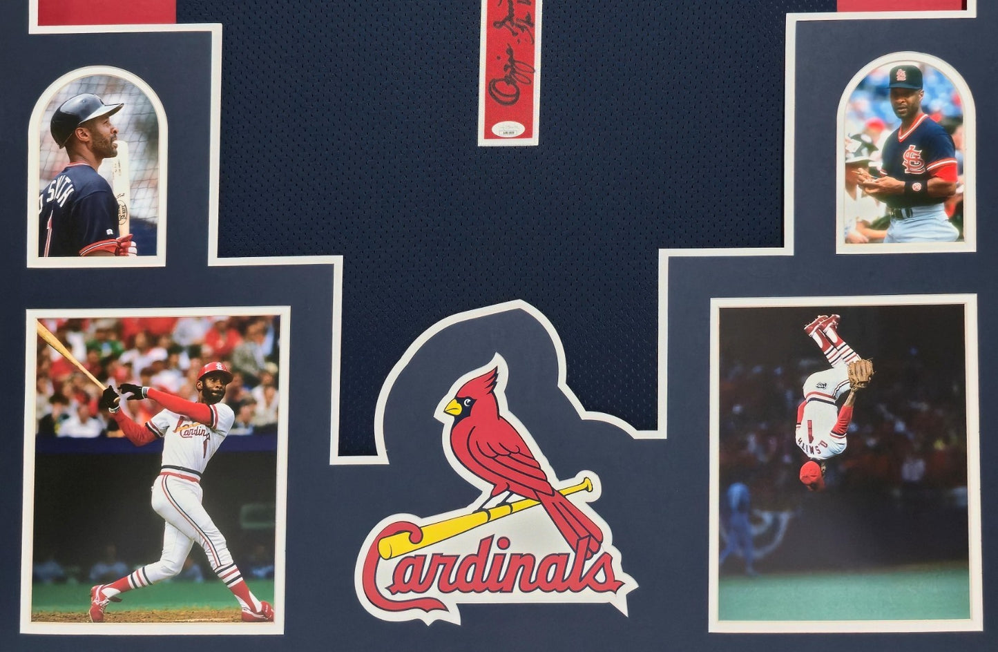 Framed St Louis Cardinals Ozzie Smith Autographed Inscribed Jersey Jsa Coa