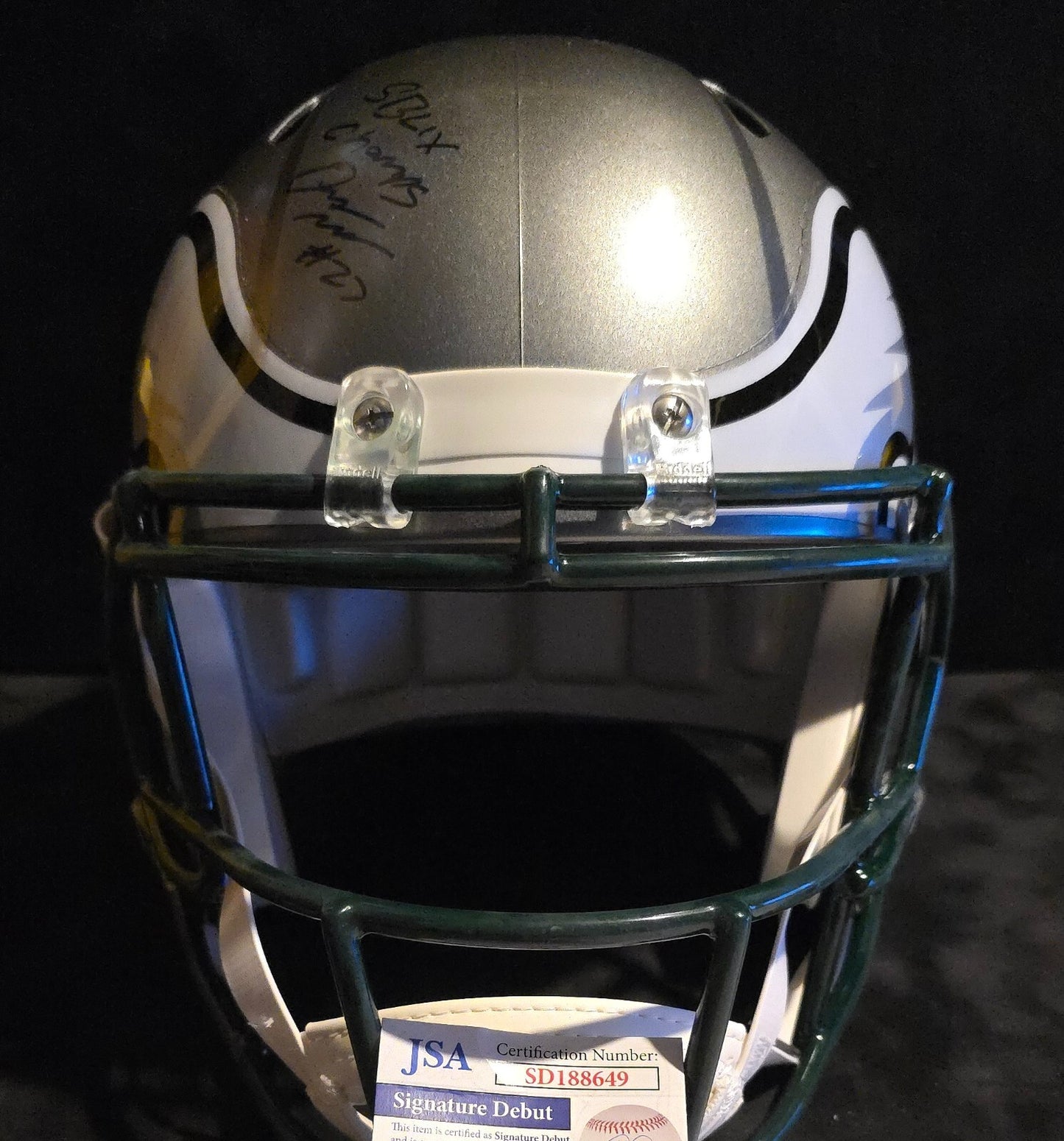 Philadelphia Eagles 3X Signed/2X Inscribed Full Size Flash Replica Helmet Jsa