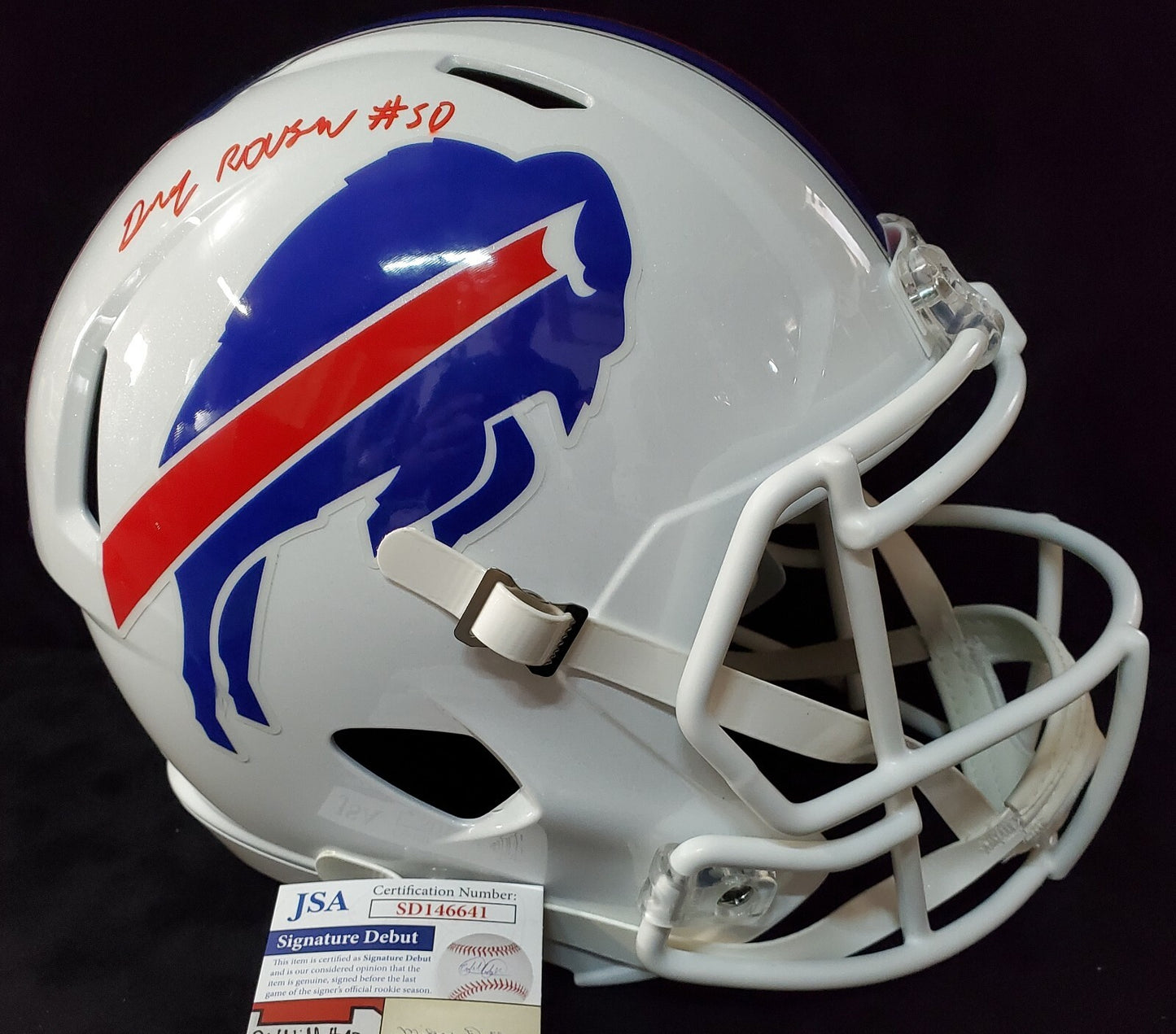 Buffalo Bills Gregory Rousseau Signed Full Size Speed Replica Helmet Jsa Coa