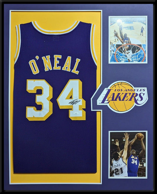 MVP Authentics Framed L.A. Lakers Shaquille O'neal Autographed Signed Jersey Jsa Coa 629.10 sports jersey framing , jersey framing