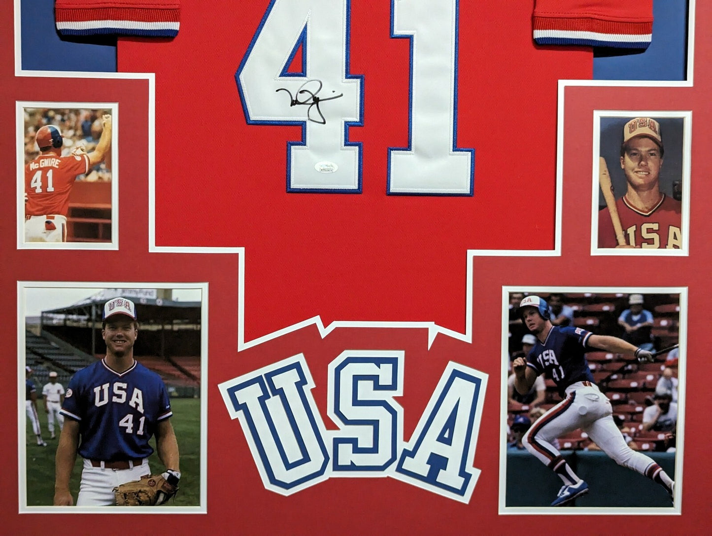 Framed Mark Mcgwire Autographed Signed Team Usa Jersey Jsa Coa