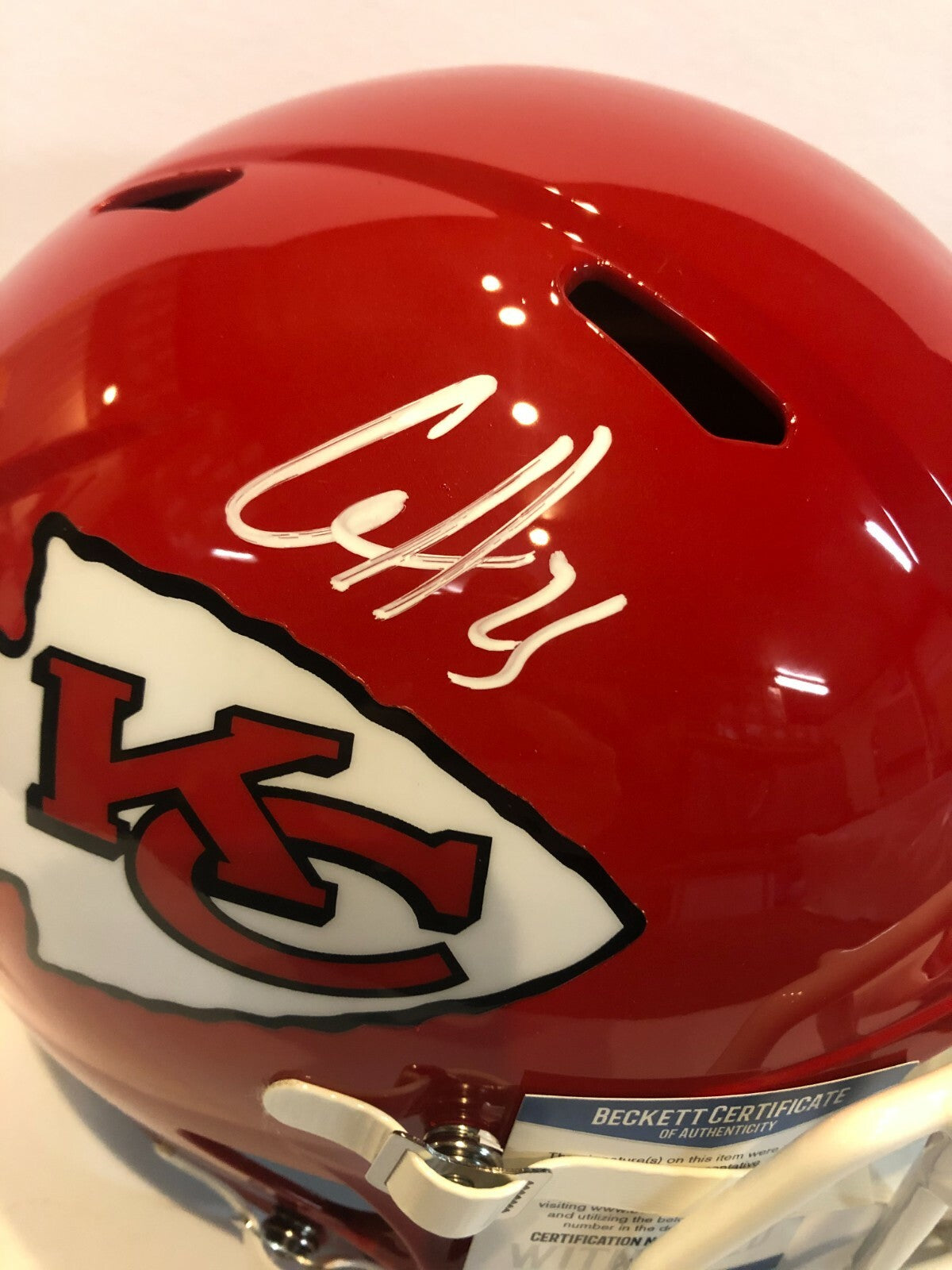 Clyde Edwards-Helaire Signed K.C. Chiefs Speed Replica Full Size Helmet Bas Coa