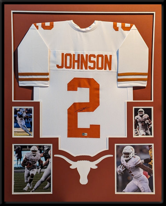 Framed Texas Longhorns Roschon Johnson Autograph Signed Jersey Beckett Holo