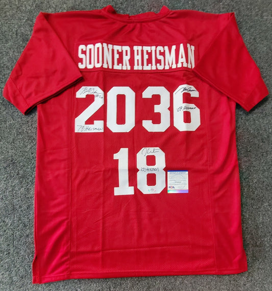 Oklahoma Sooners "Sooner Heisman" 3X Autographed Signed Insc. Jersey Psa Coa