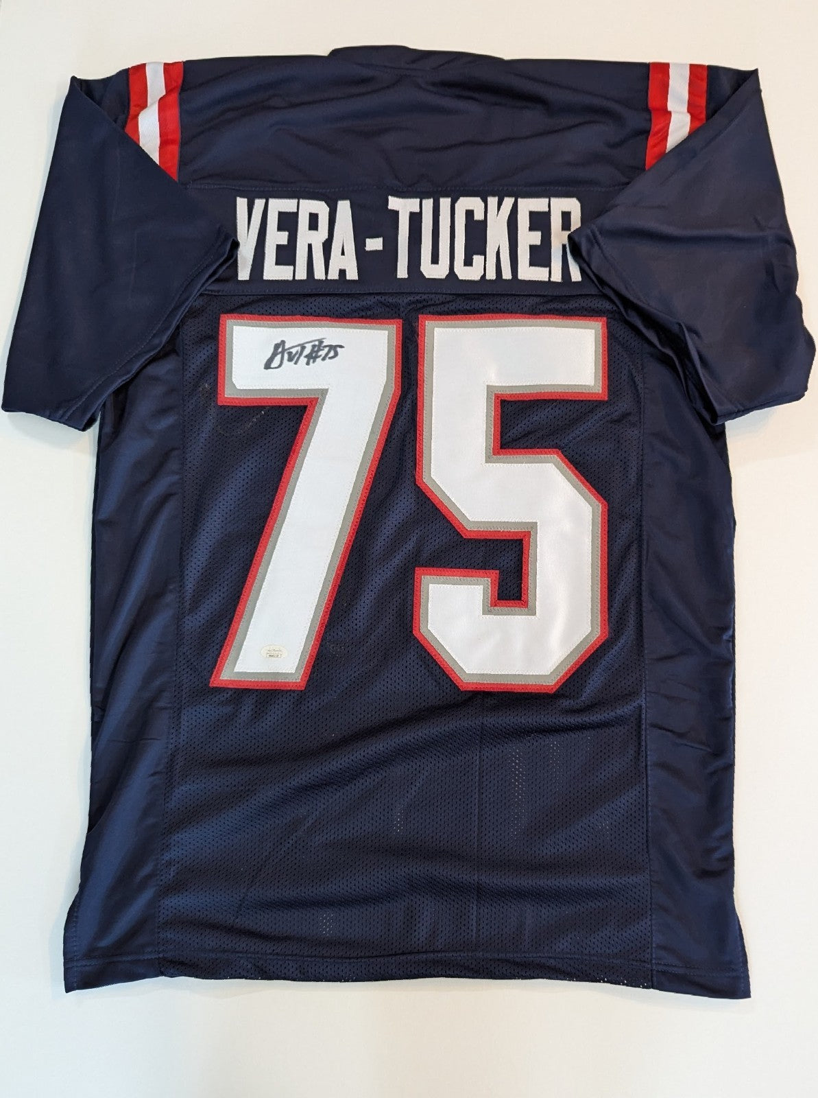New England Patriots Alijah Vera-Tucker Autographed Signed Jersey Jsa Coa