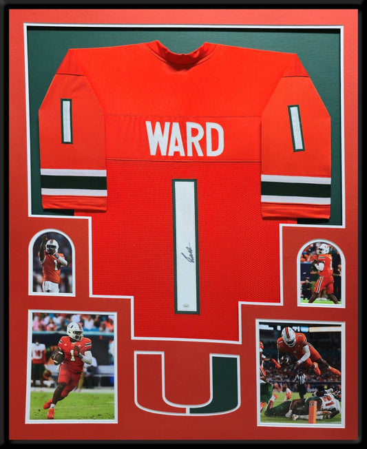 Framed Miami Hurricanes Cam Ward Autographed Signed Jersey Jsa Coa