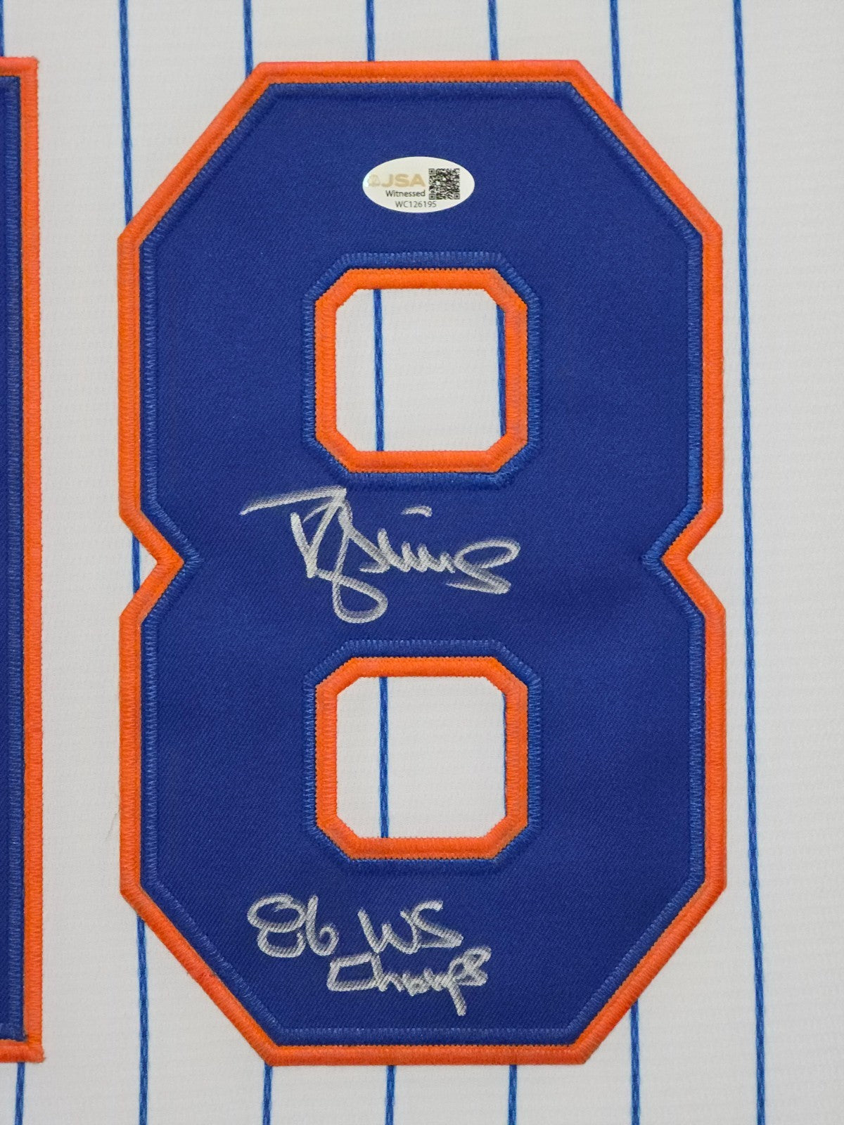 Suede Framed N.Y. Mets Darryl Strawberry Autographed Inscribed Jersey Jsa Coa