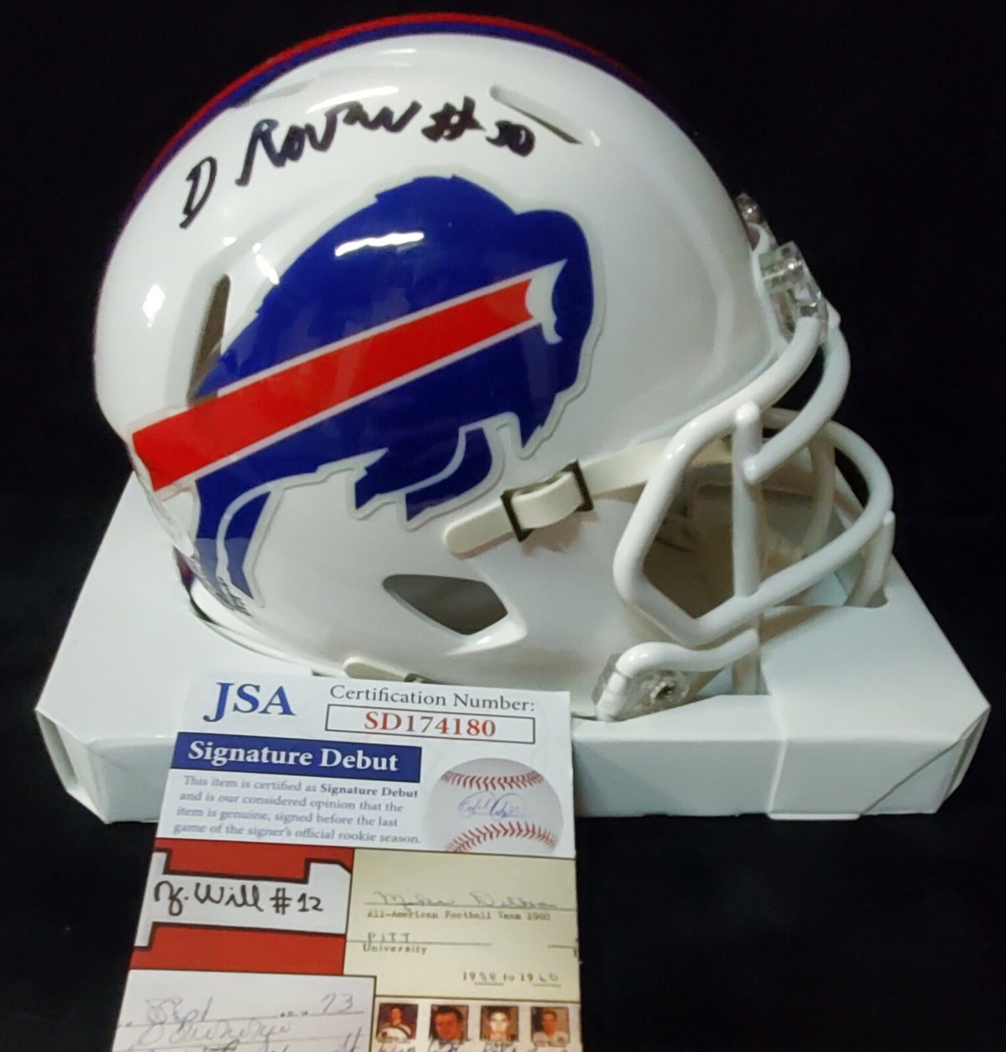 Buffalo Bills Gregory Rousseau Signed In Black Speed Mini Helmet Jsa Coa