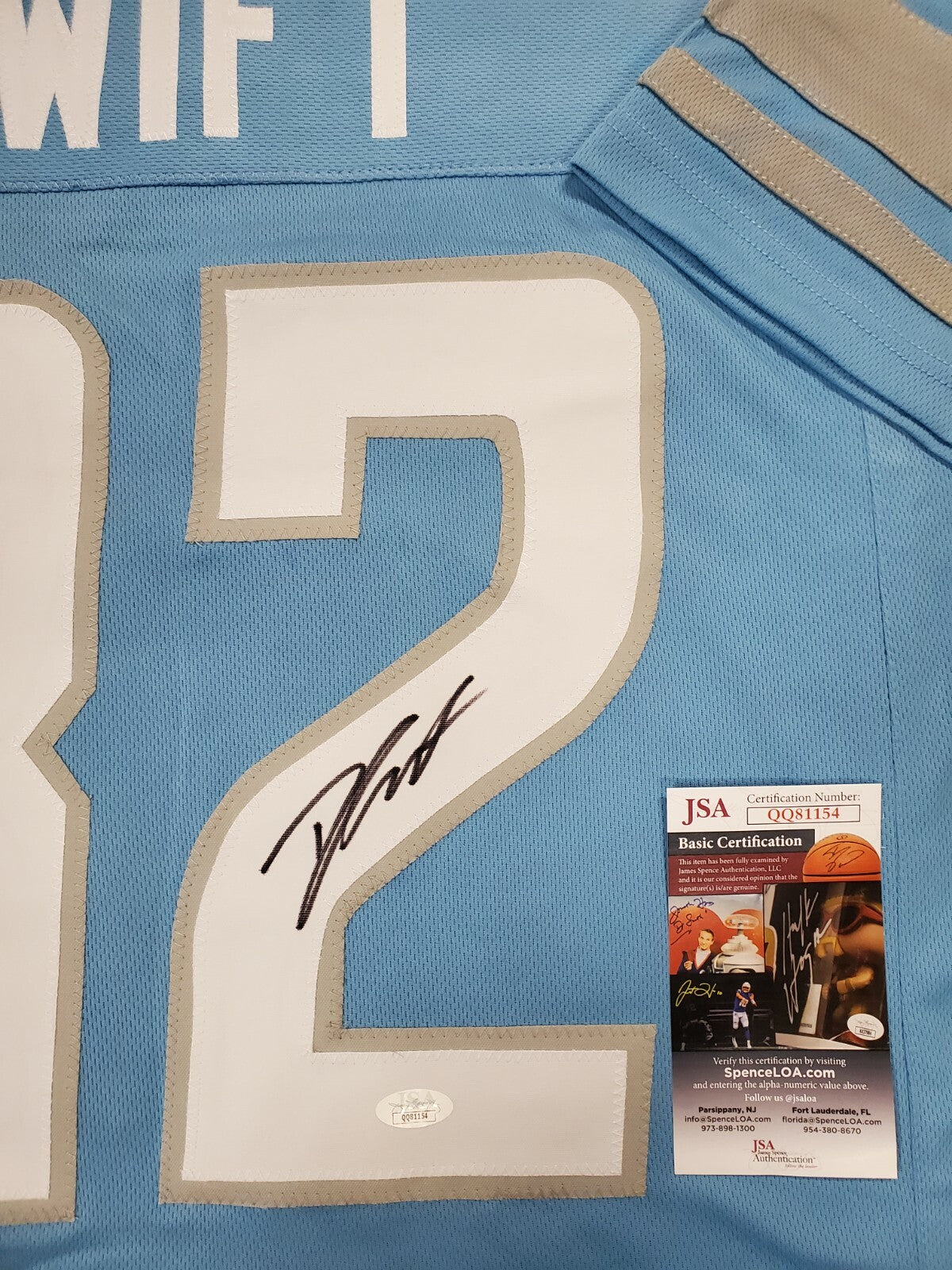 Detroit Lions D'andre Swift Autographed Signed Jersey Jsa Coa