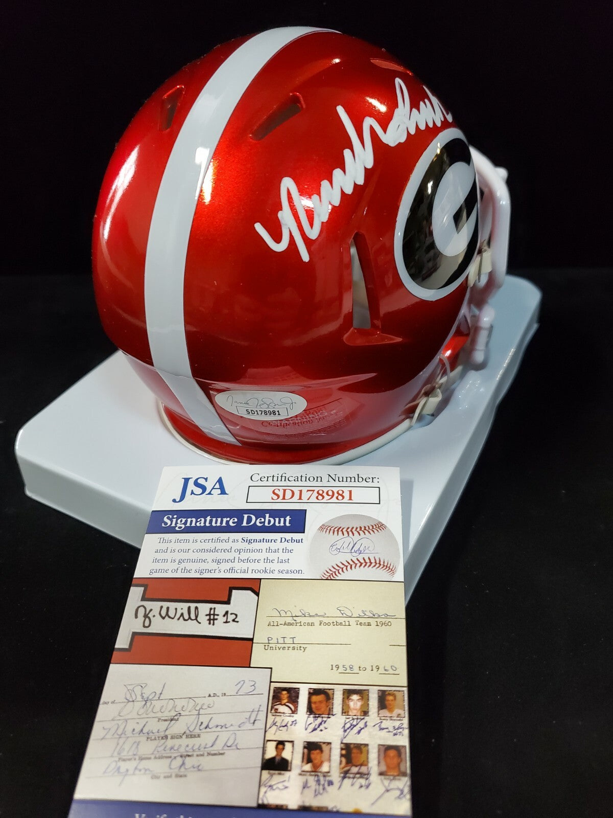 Georgia Bulldogs Nolan Smith Jr Autographed Signed Flash Mini Helmet Jsa Coa