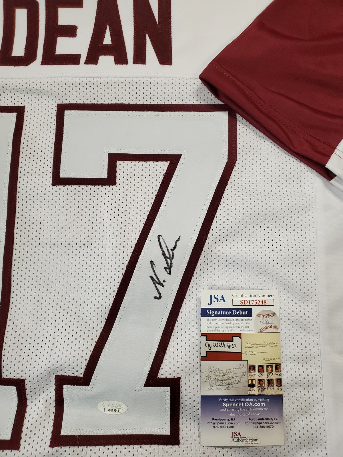 Horn Lake Eagles Nakobe Dean Autographed Signed Jersey Jsa Coa