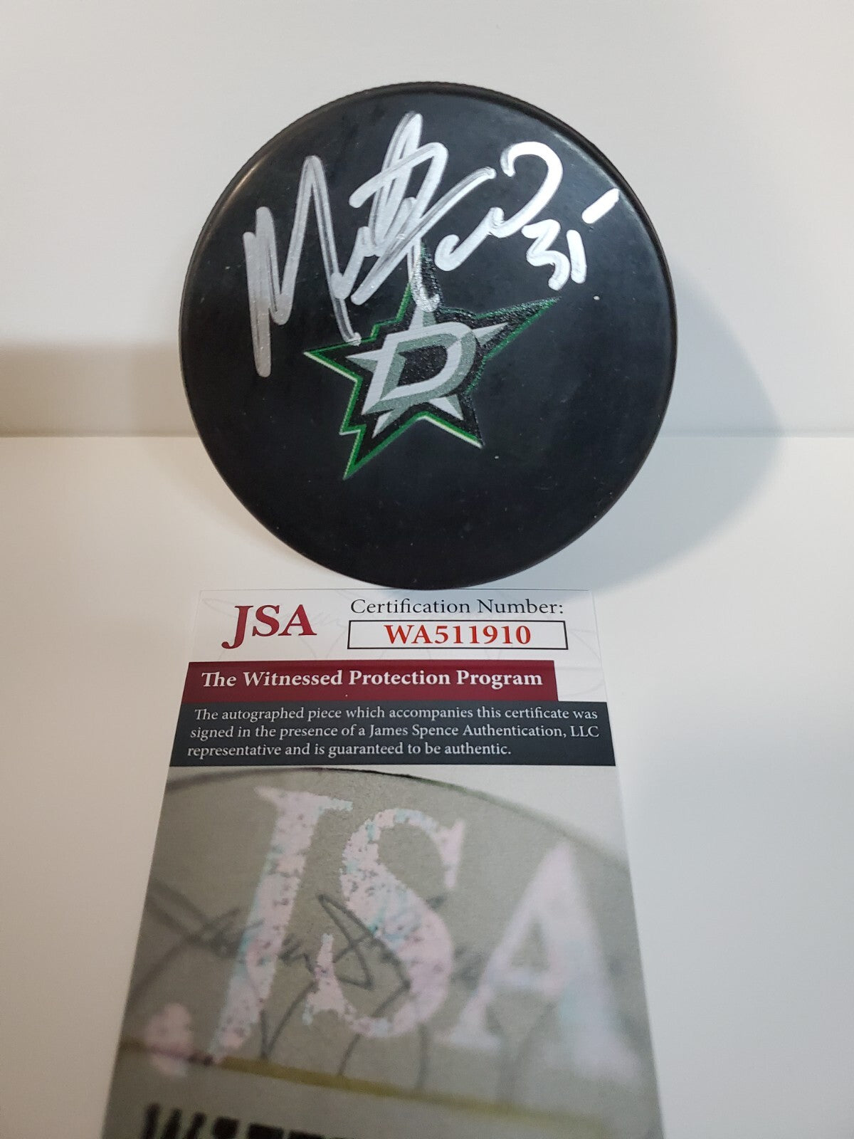 Dallas Stars Marty Turco Signed Logo Puck Jsa Coa