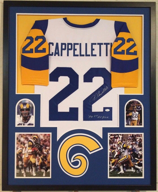 MVP Authentics Framed John Cappelletti Autographed Signed Inscribed L.A. Rams Jersey Jsa Coa 450 sports jersey framing , jersey framing