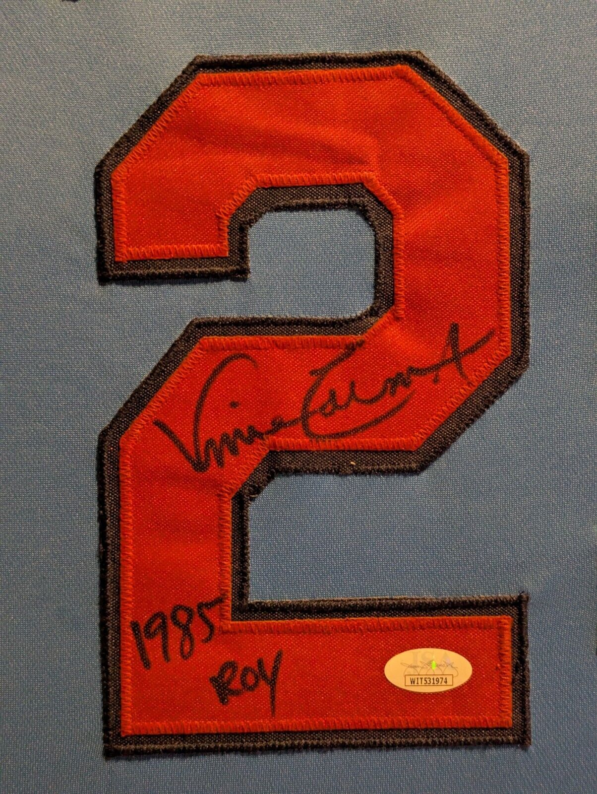 Framed St Louis Cardinals Vince Coleman Autographed Inscribed Jersey Jsa Coa