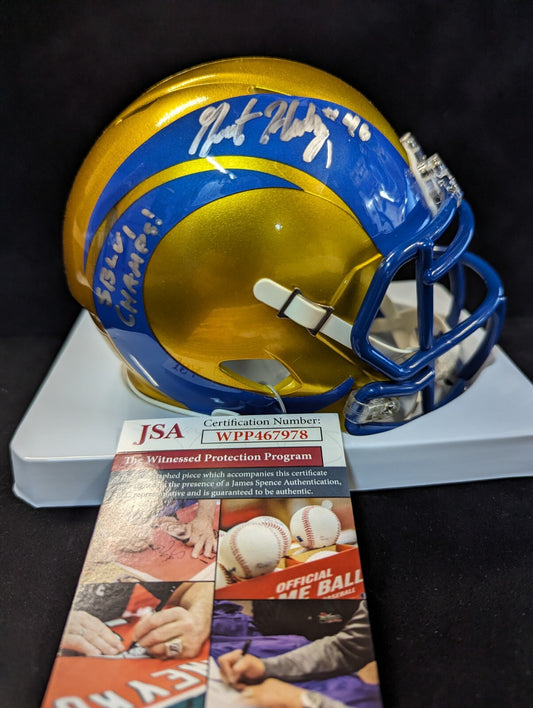 Los Angeles Rams Grant Haley Autographed Inscribed Flash Mini Helmet Jsa Coa