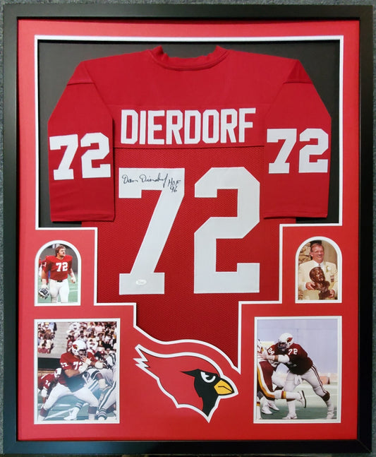 Framed St Louis Cardinals Dan Dierdorf Signed Inscribed Jersey Jsa Coa