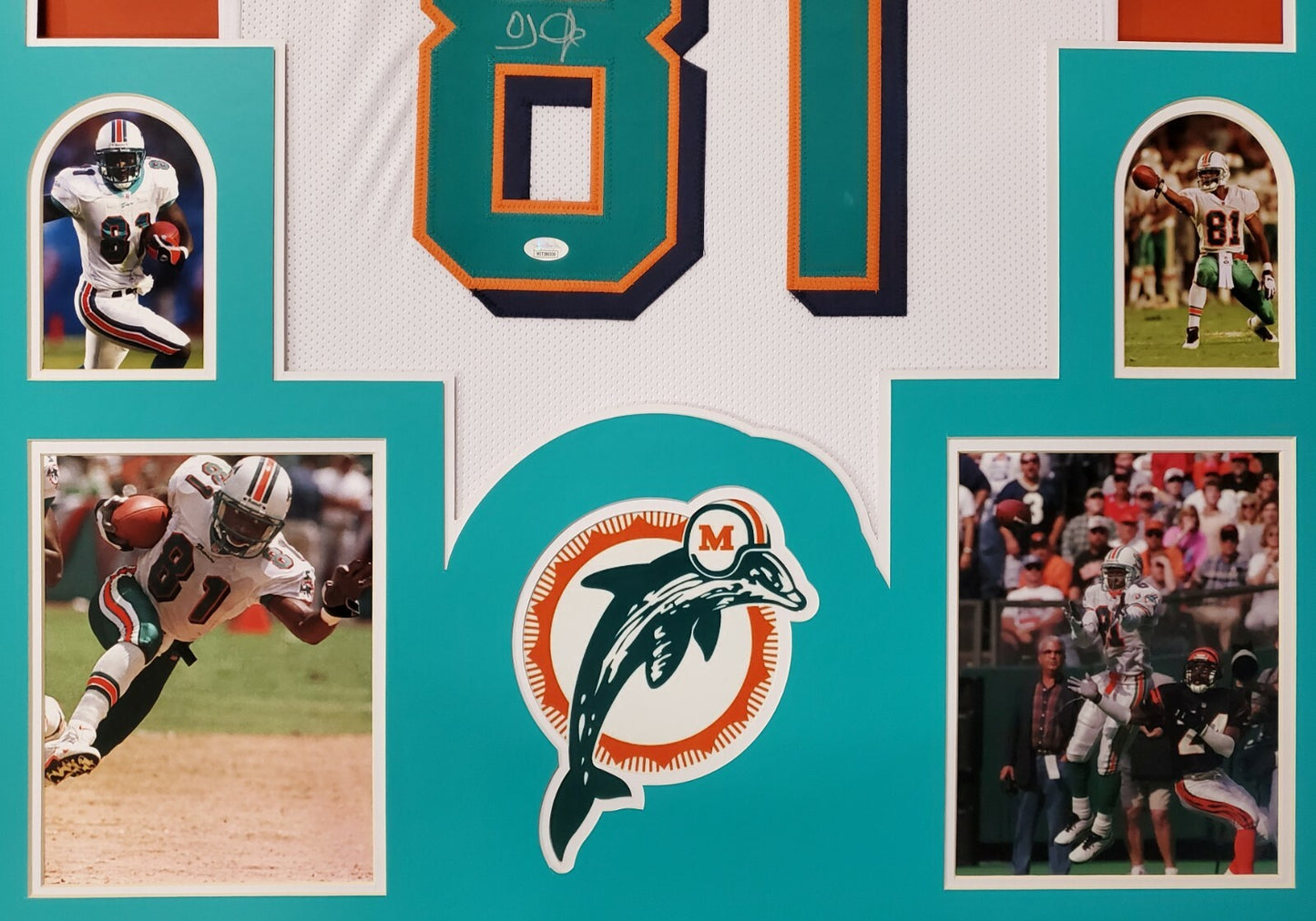 Framed Miami Dolphins Oj Mcduffie Autographed Signed Jersey Jsa Coa