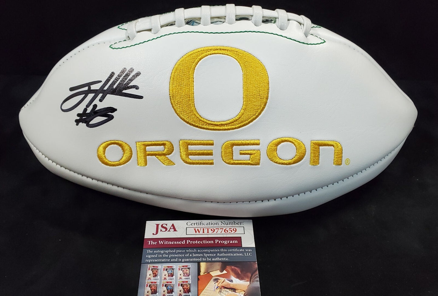 Oregon Ducks Jevon Holland Autographed Signed Logo Football Jsa Coa