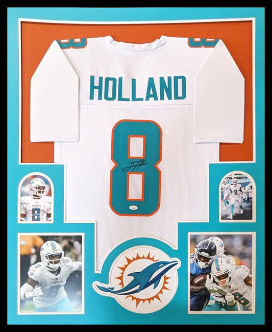 MVP Authentics Framed Miami Dolphins Jevon Holland Autographed Signed Jersey Jsa Coa 450 sports jersey framing , jersey framing