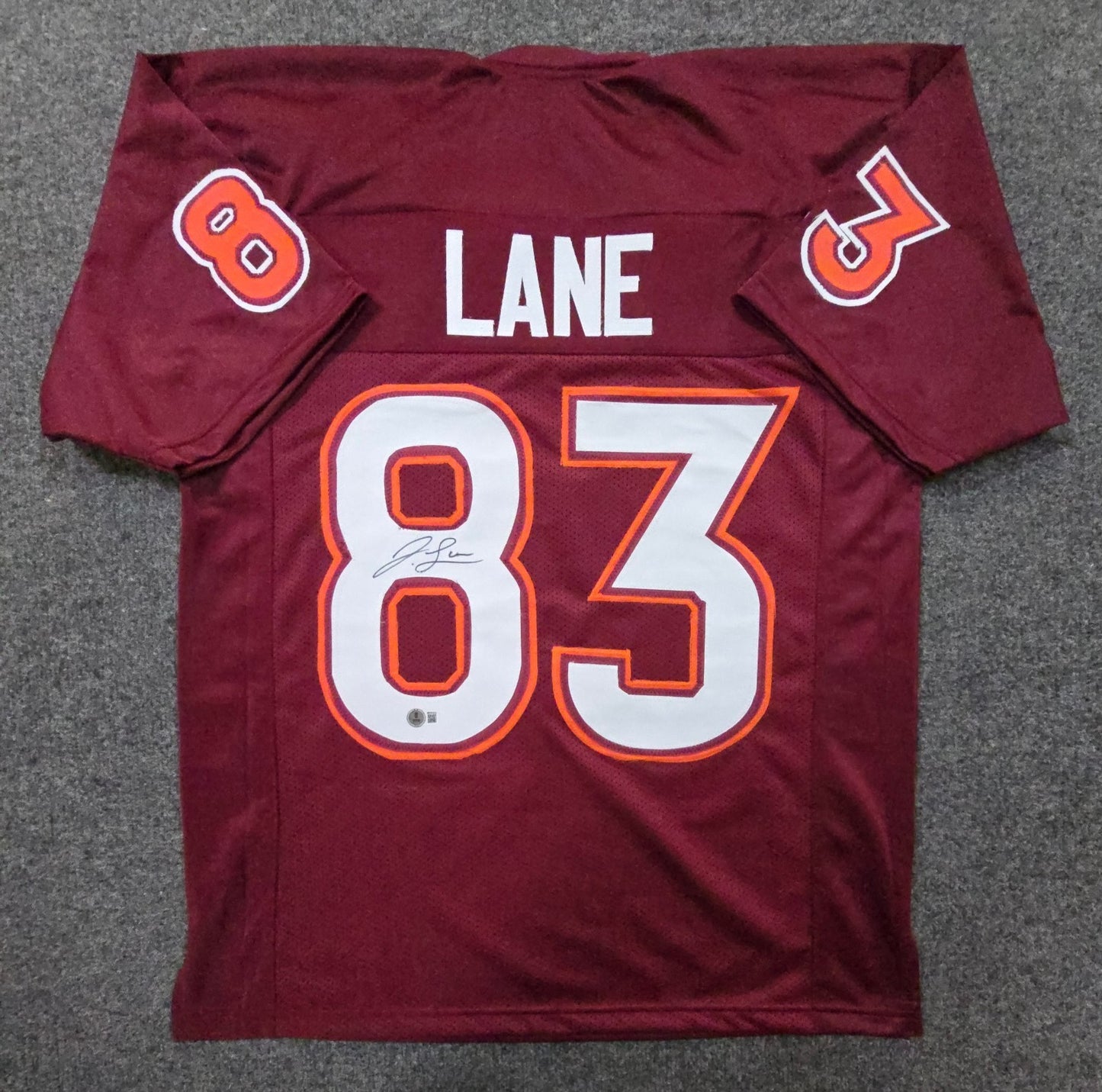 Virginia Tech Hokies Jaylin Lane Signed Autographed Football Jersey Bas Holo