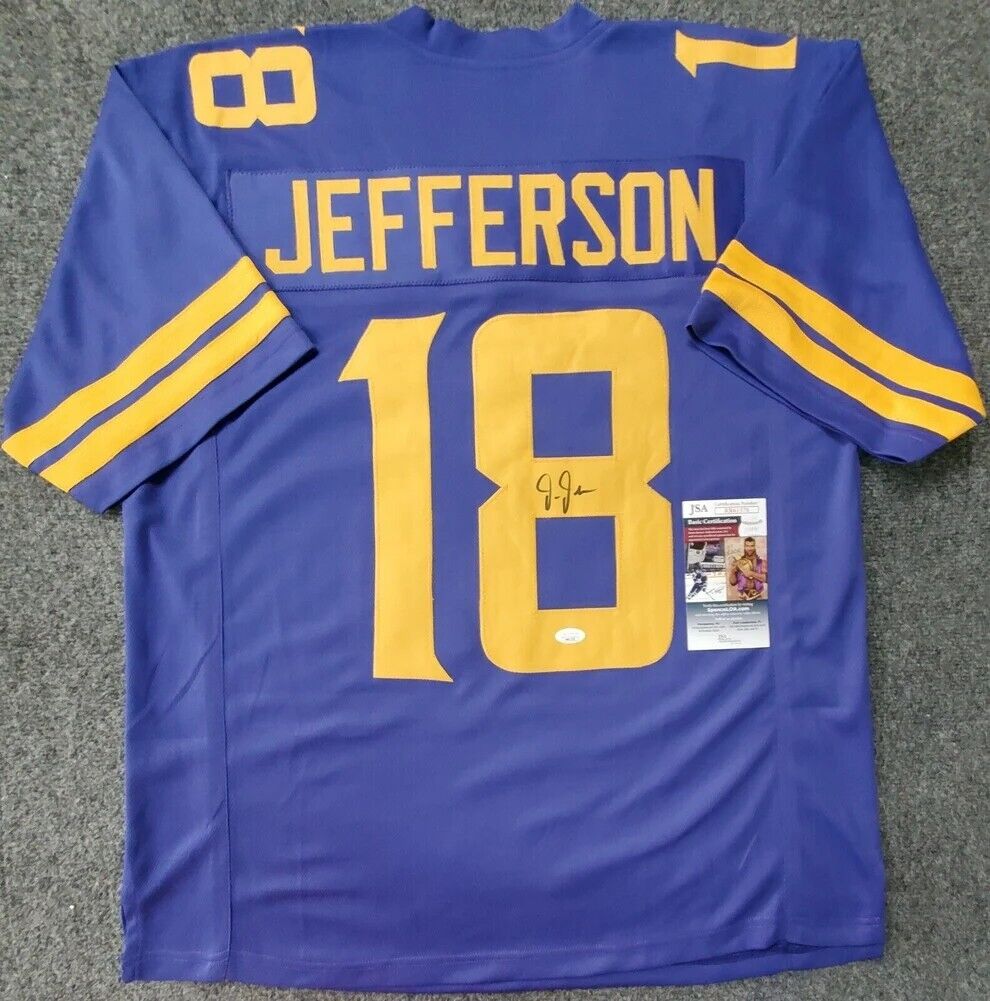 MVP Authentics Minnesota Vikings Justin Jefferson Autographed Signed Jersey Jsa Coa 157.50 sports jersey framing , jersey framing
