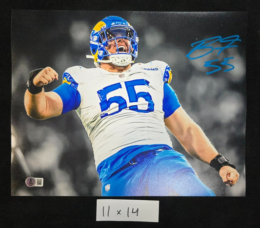 Los Angeles Rams Braden Fiske Autographed Signed 11X14 Photo Beckett Holo