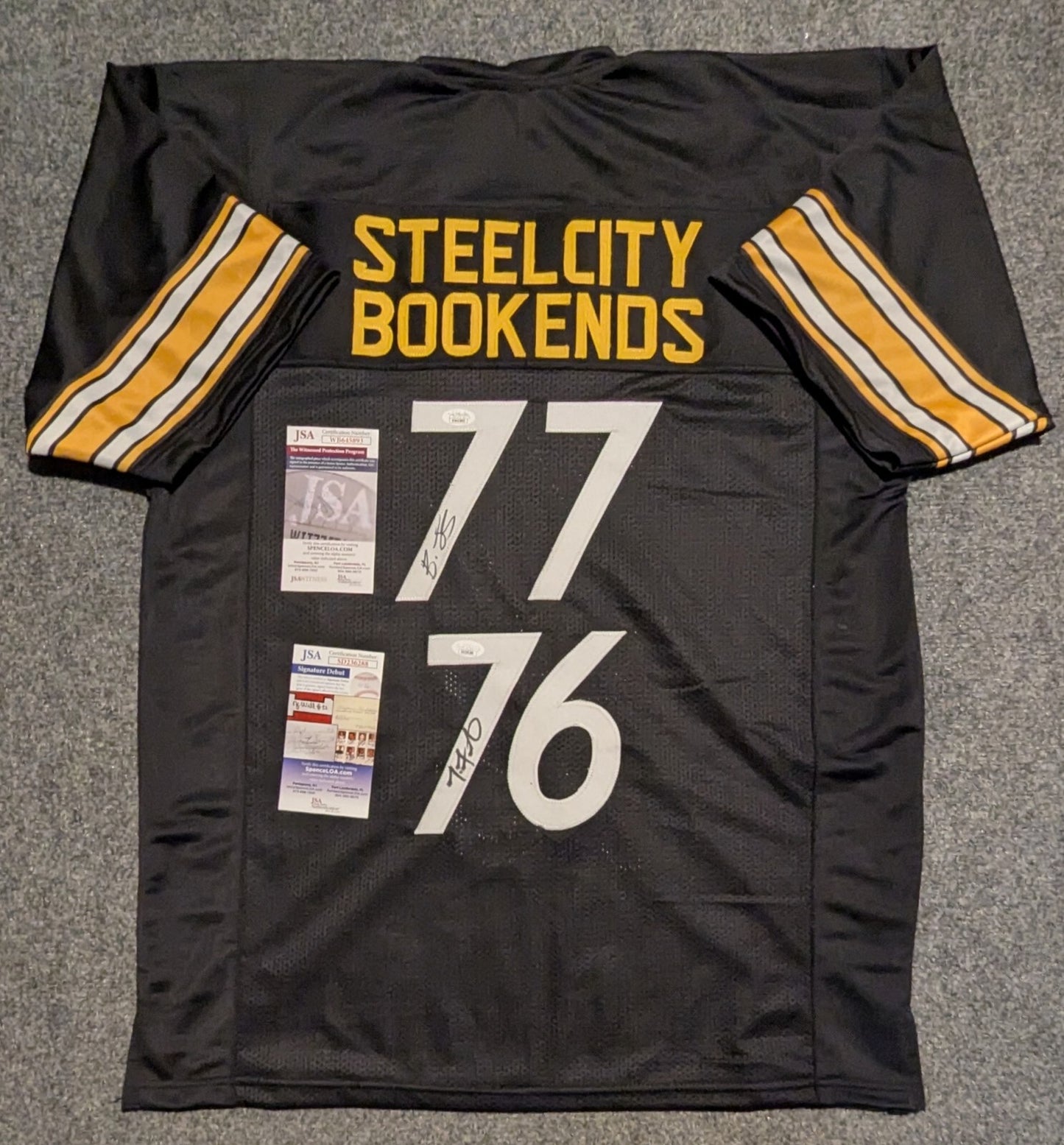Pittsburgh Steelers Broderick Jones & Troy Fautanu 2X Autographed Jersey Jsa Coa