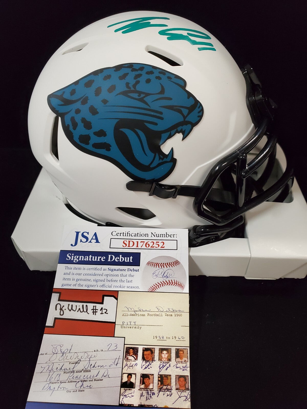 Jacksonville Jaguars Tyson Campbell Signed Lunar Mini Helmet Jsa Coa