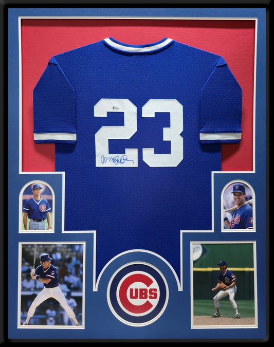 Framed Chicago Cubs Ryne Sandberg Autographed Jersey Beckett Coa