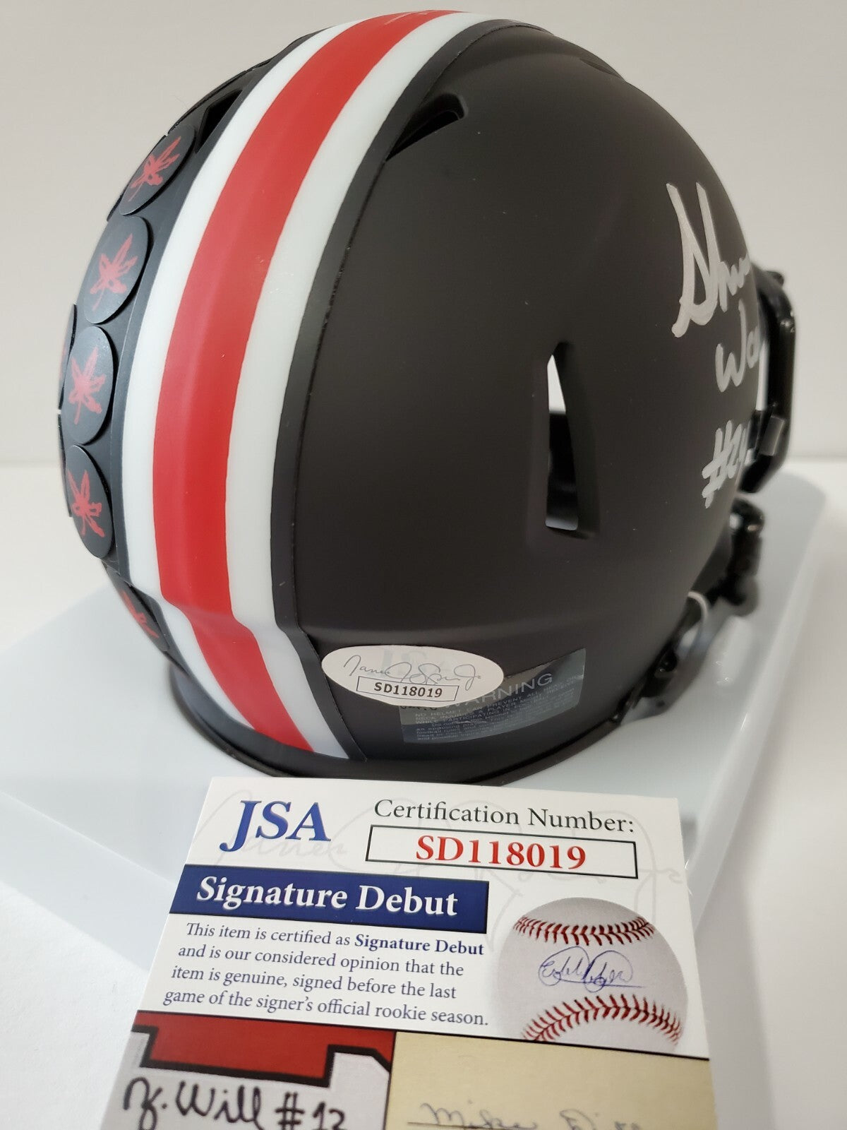 Shaun Wade Autographed Ohio State Buckeyes Eclipse Mini Helmet Jsa Debut Coa