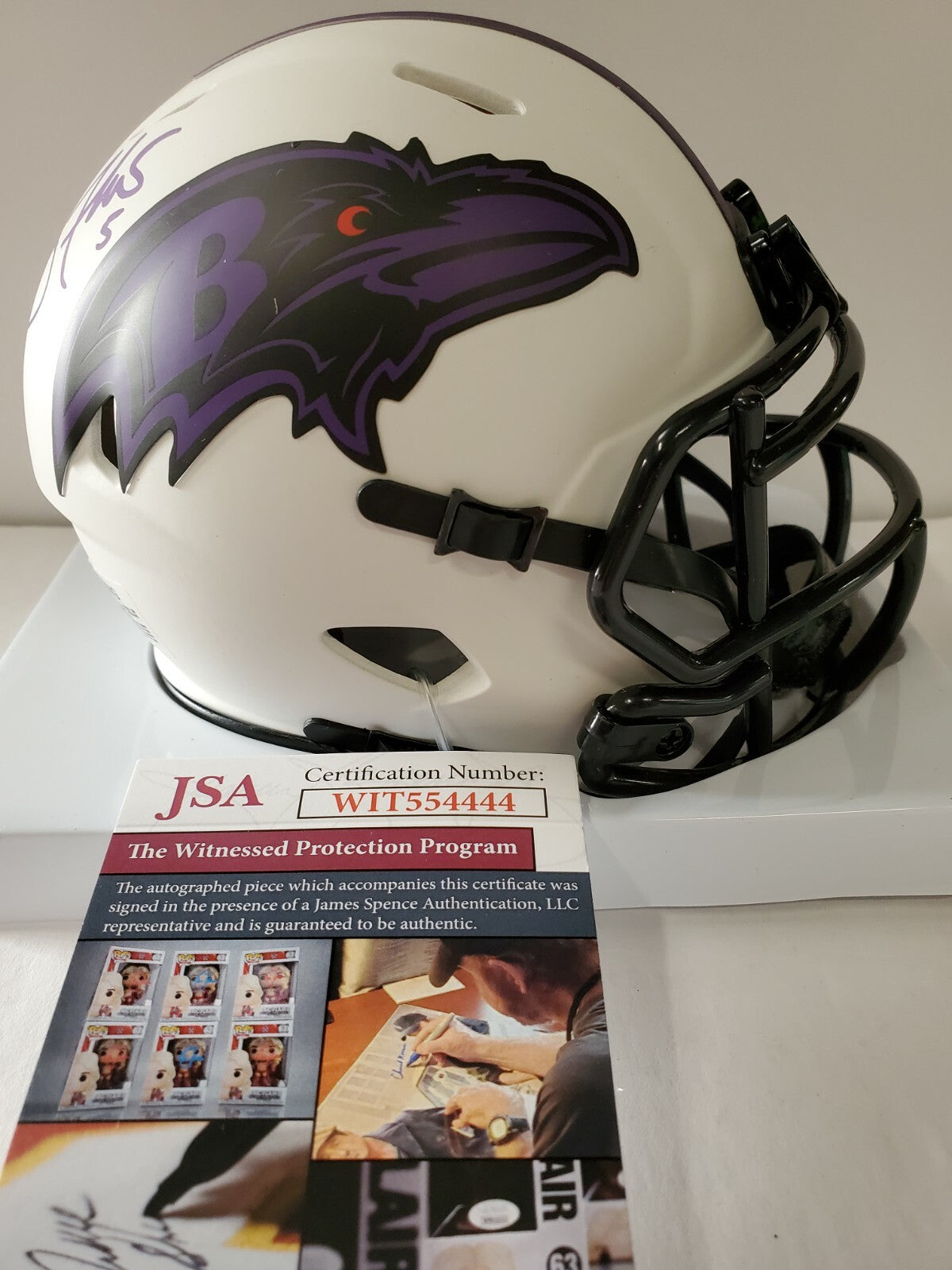 Baltimore Ravens Joe Flacco Anquan Boldin Dual Signed Lunar Mini Helmet Jsa Coa
