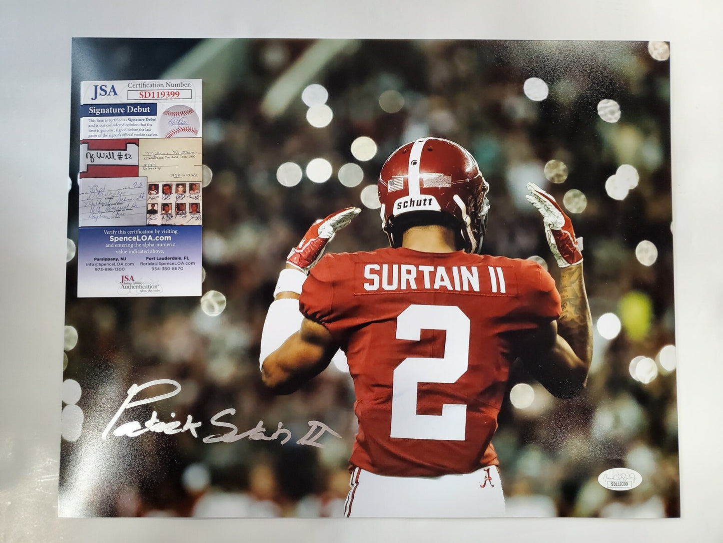 Alabama Crimson Tide Patrick Surtain Ii Autographed 11X14 Photo Jsa Coa