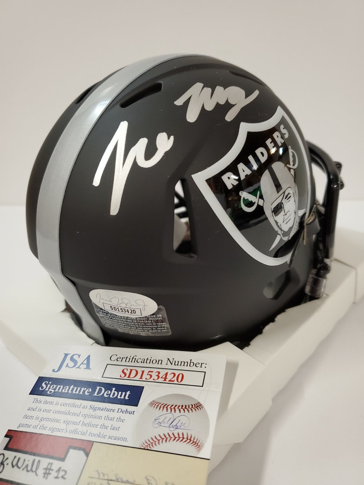 Las Vegas Raiders Tre'von Moehrig Autographed Signed Eclipse Mini Helmet Jsa Coa