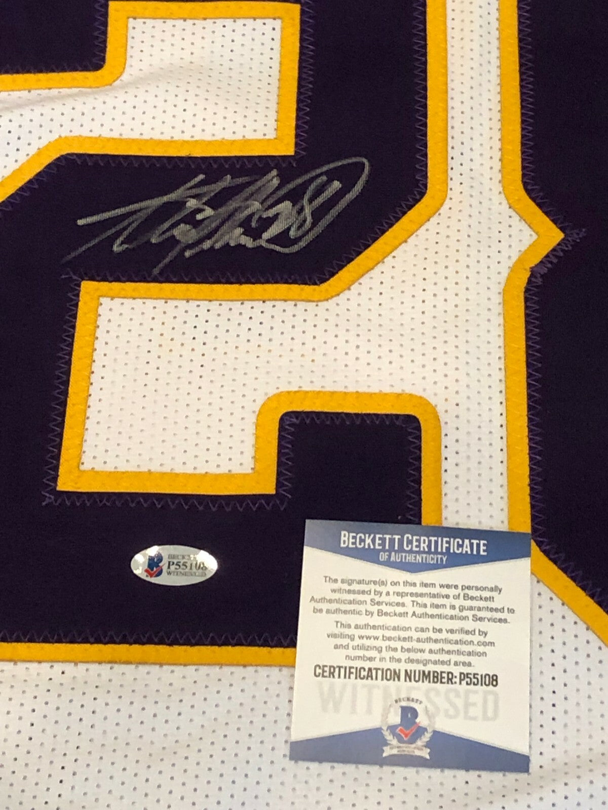 Minnesota Vikings Adrian Peterson Autographed Signed Jersey Beckett Coa