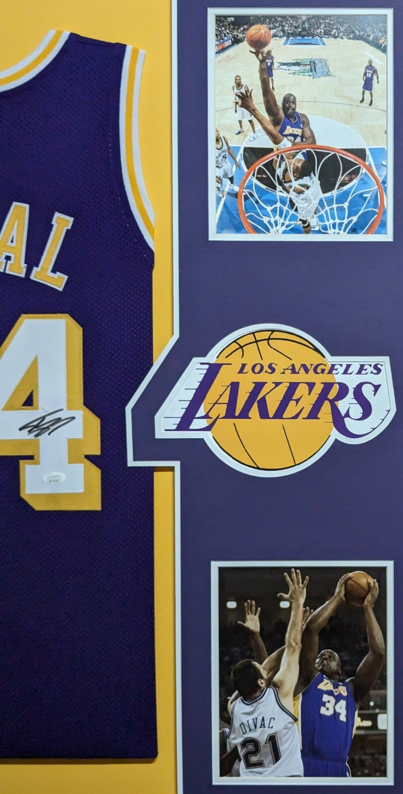Framed L.A. Lakers Shaquille O'neal Autographed Signed Jersey Jsa Coa
